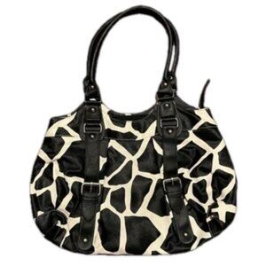 Vegan Leather Cow Print Buckle Shoulder Bag Y2K Style Oversized Purse